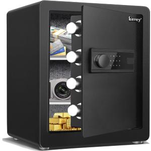 Kavey 2.0 Cub Safe Box, Steel Security Safe and Lock Box with Backlit Touch Screen Keypad, Dual Alarm System, Mute Function and LED Light for Home Office 12.6"D x 14.96"W x 17.72"H Kavey 2.0 Cub Safe Box, Steel Security Safe and Lock Box with Backlit Touch Screen Keypad, Dual Alarm System, Mute Function and LED Light for Home Office 12.6"D x 14.96"W x 17.72"H