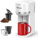 Horavie Mini Single Serve Coffee Maker for K Cup and Ground Coffee, Fast Brew One Cup Coffee Machine with Descaling Reminder and Water Window, 6 to 12 oz. Brew Sizes, White