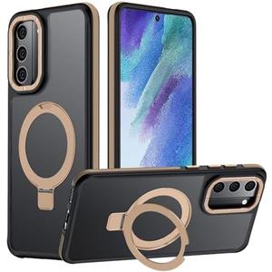 Mondelete for Samsung Galaxy S21 FE Case, Magnetic Adjustable Ring Stand [Fit for Magsafe], [Military-Grade Shockproof Protection] Phone Case with Kickstand&Ring Holder (Desert Gold)