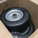 11x4.00-5 Lawn Mower Tires Flat Free Tire and Wheel 2 Pack Universal Fit 11x4-5 Flat Free Tire with Rim, 3.4"-4"-4.5"-5" Centered Hub, 3/4" or 5/8" or 1/2"Bushings