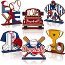 6 Pcs Baseball Party Table Decorations Baseball Wood Table Centerpieces Sports Wooden Sign Tabletop Decorations for Fans Club Sport Party Birthday Home School Desk Shelves Tiered Tray Decor