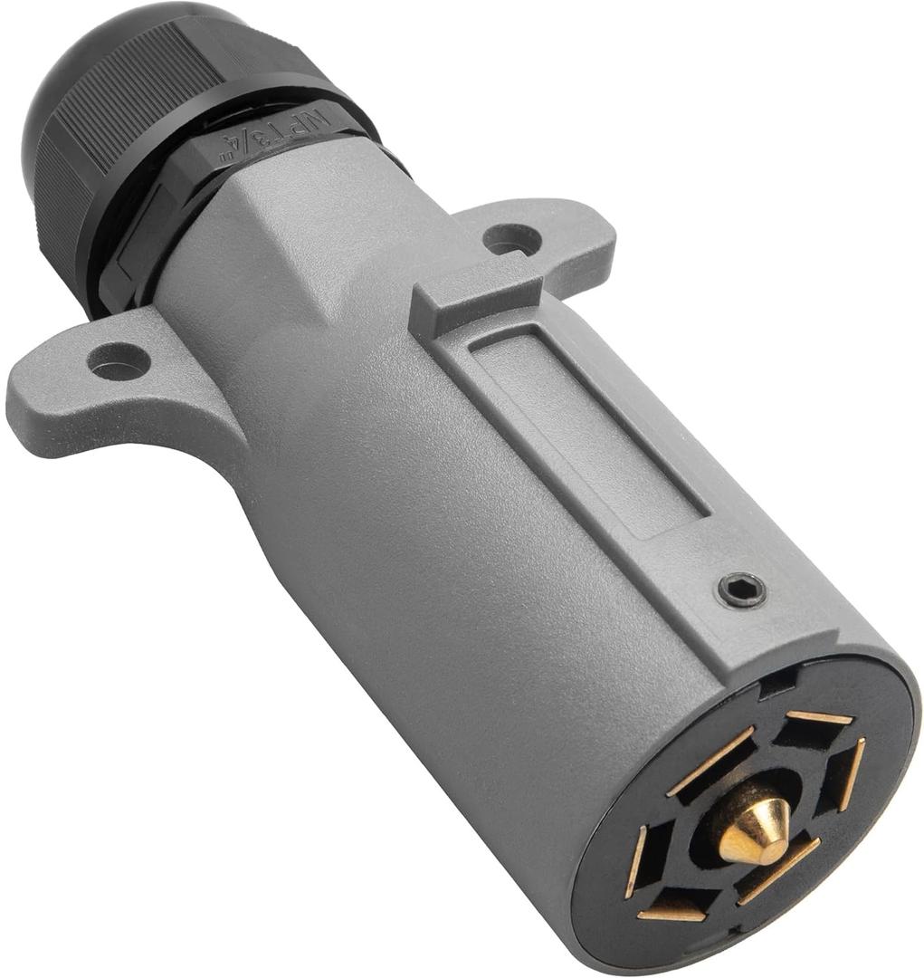 Oyviny RV 7 Pin Trailer Plug with IP68 Waterproof Seal, Detachable 7 Way Round RV-Style Trailer Side Connector 7 Point Trailer Wiring Plug