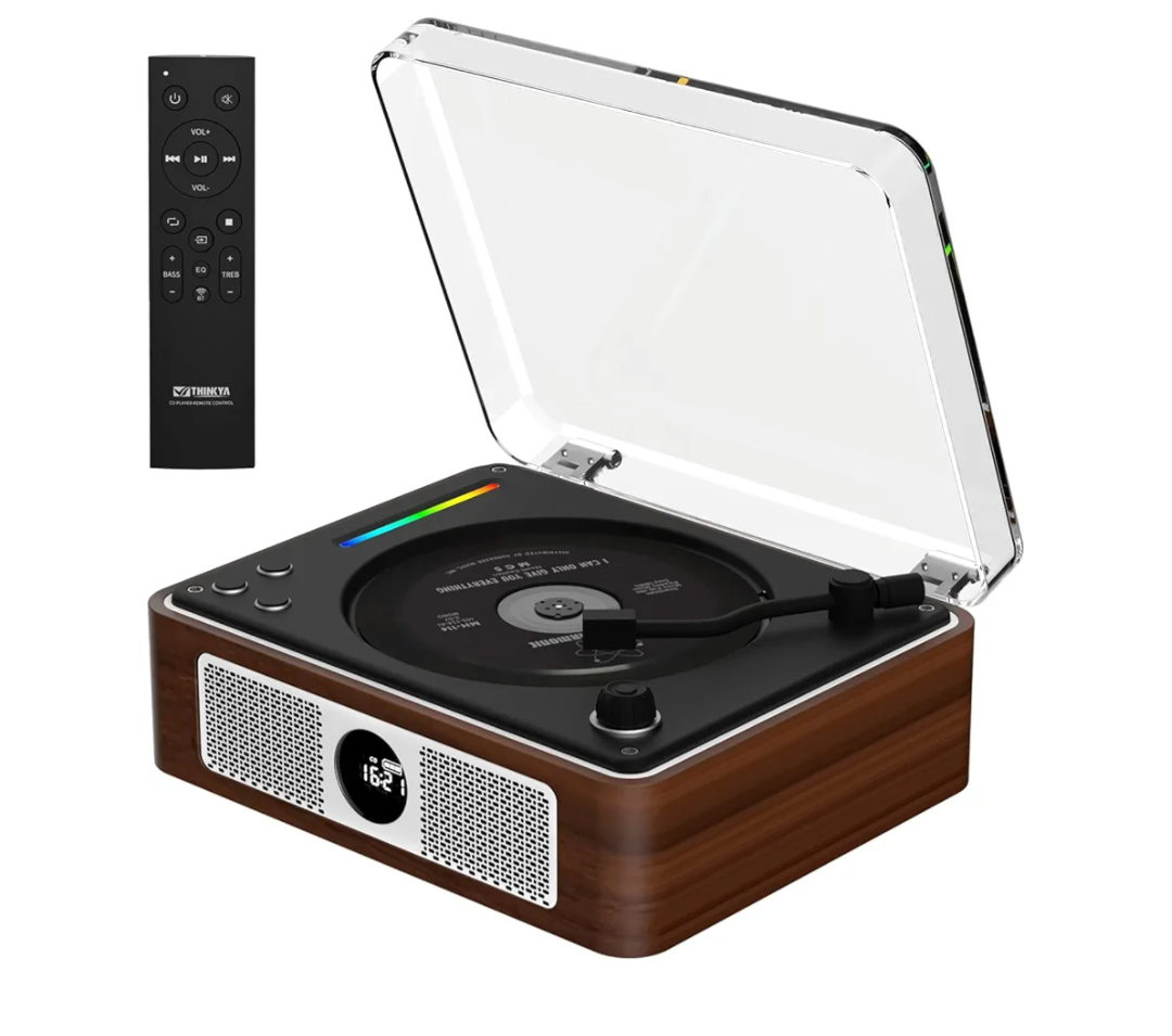 CD Player Portable, Retro CD Bluetooth Player with Dual HiFi Speakers, 2600mAh Rechargeable CD Player for Home with Remote Control,Support USB/AUX,Headphone Jack,Optical Brown