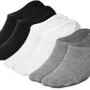 Short Low Cut No Show Socks, Anti-Slip Silicone Bands, Ankle Socks for Women and Men Athletic Sports Running (6 Pack) (Small, White-black-grey)