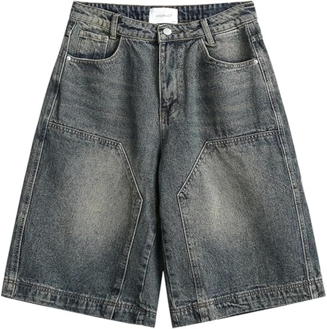 Streetwear Baggy Summer Jorts Y2K Shorts Dark wash Jorts Denim Bermuda Shorts, XL