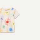 Amazon Essentials Girls and Toddlers' Short-Sleeve T-Shirts (Large, Ivory Suns)