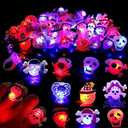 DIYASY Halloween Light Up Rings for Kids,50 Pcs LED Flashing Ring Toys for Halloween Kids Party Favors Prizes and Goodie Bag Fillers