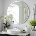 KOHROS Frameless Round Bathroom Mirror for Over Sink 24" x 24" Circle Mirror Beveled Edge Wall Mirror for Bathroom Vanity Entryway Bedroom