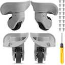 Silkfly 4 Pcs Luggage Wheels Replacement Travel Suitcase Caster Repair Kits with Screw Replacement Left and Right Wheels Mute Bearing Swivel for Luggage (Gray,Large)
