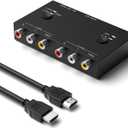 RuiPuo 2 Port RCA/AV to HDMI Converter Adapter Support 16:9/4:3 for WII/N64/PS1/PS2/PS3/VHS/VCR/DVD Players etc(2 AV in 1 HDMI Out)