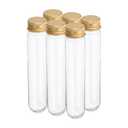 PATIKIL 80ml Plastic Test Tubes with Screw Caps, 6Pcs 156x30mm Tubes for Scientific Party Decoration Candy Bead Storage Bath Salt Lab Use, Gold Tone