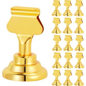 ERYTLLY 16 PK Place Card Holders 1.7 inches Table Card Holder Steel Card Holders for Weddings,Birthdays,Photos, Memo Notes, Restaurants (Gold)