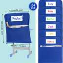 24 Pcs Chair Pockets for Classrooms 17 x 20 Inches Student Chair Bag Chairback with Name Tag for Keeping Student Book School Table Organized