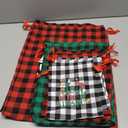 Joycraft 6Pcs Christmas Drawstring Gift Bags - 3 Styles Buffalo Plaid Bags, Cotton Cloth Wrapping Sacks, Pouches for Gift Box, Doll, Toy, Large Xmas Presents (Red- Black + Green-Black + Black-White)