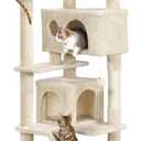 Yaheetech 62in Cat Tree Cat Tower for Indoor Cats, Cat Furniture w/Double Condo, Scratching Posts, Multiple Platforms and Balls for Kittens & Cats, Beige