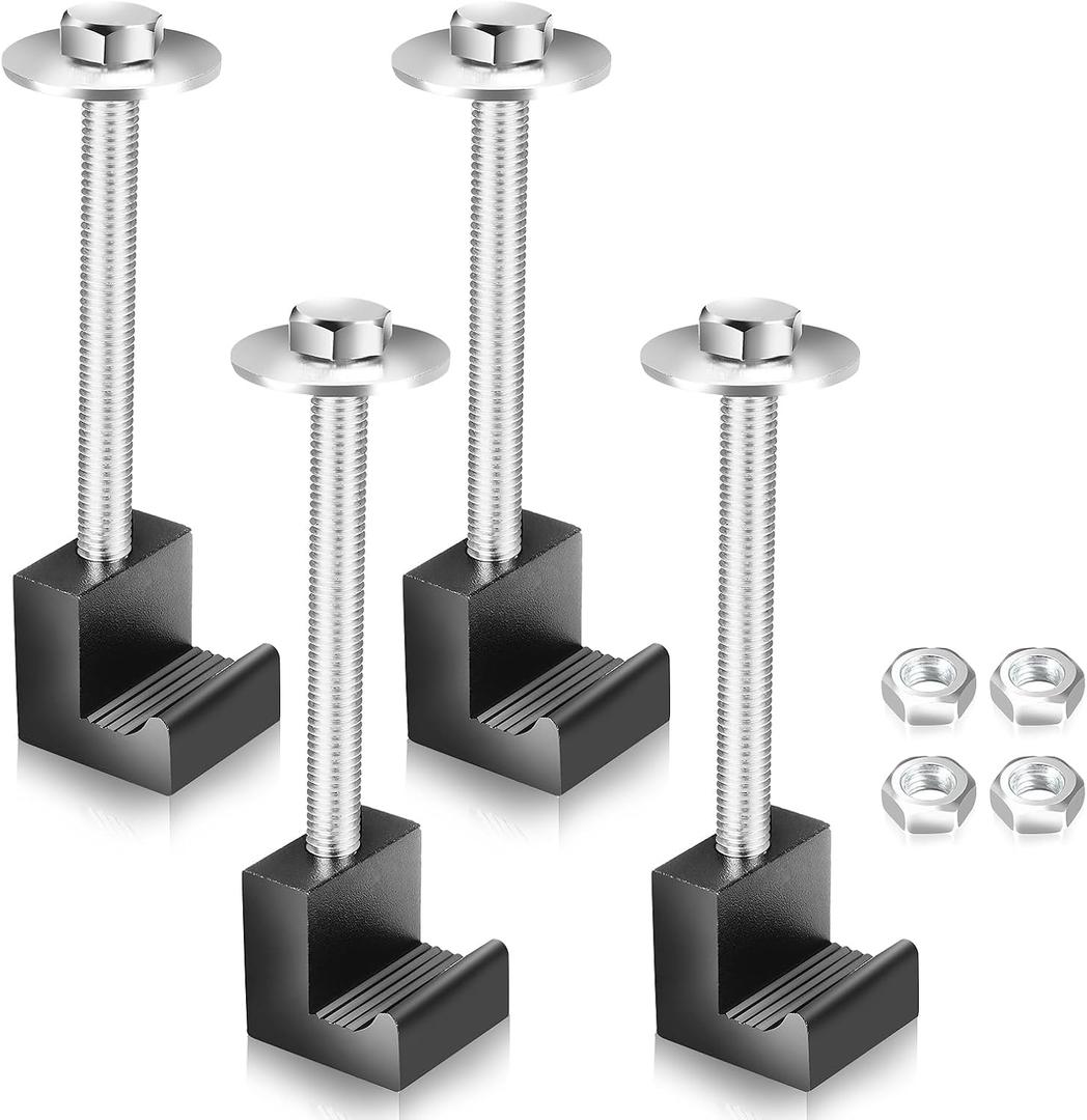 Upgraded Truck Tool Box Mounting Kit Comes With Fastening Nuts - Aluminum Pickup Truck Bed Toolbox Mounting Kit - Universal Black Truck Tool Box Tie Downs Accessories - J-Hooks Crossover Fixed Kit, Black
