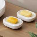 2-Pack Soap Dishes for Bathroom Bar Soap, Plastic Soap Dish with Sponge Drainage Layer, Bar Soap Dish Holder Keeps Soap Dry Easy Cleaning for Bathroom Sink & Shower