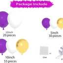 Purple Gold and White Balloon Arch Kit, Different sizes Purple White Balloons Metallic Gold Balloons for Girls Women Birthday Baby Bridal Shower Wedding Graduation Party Decorations