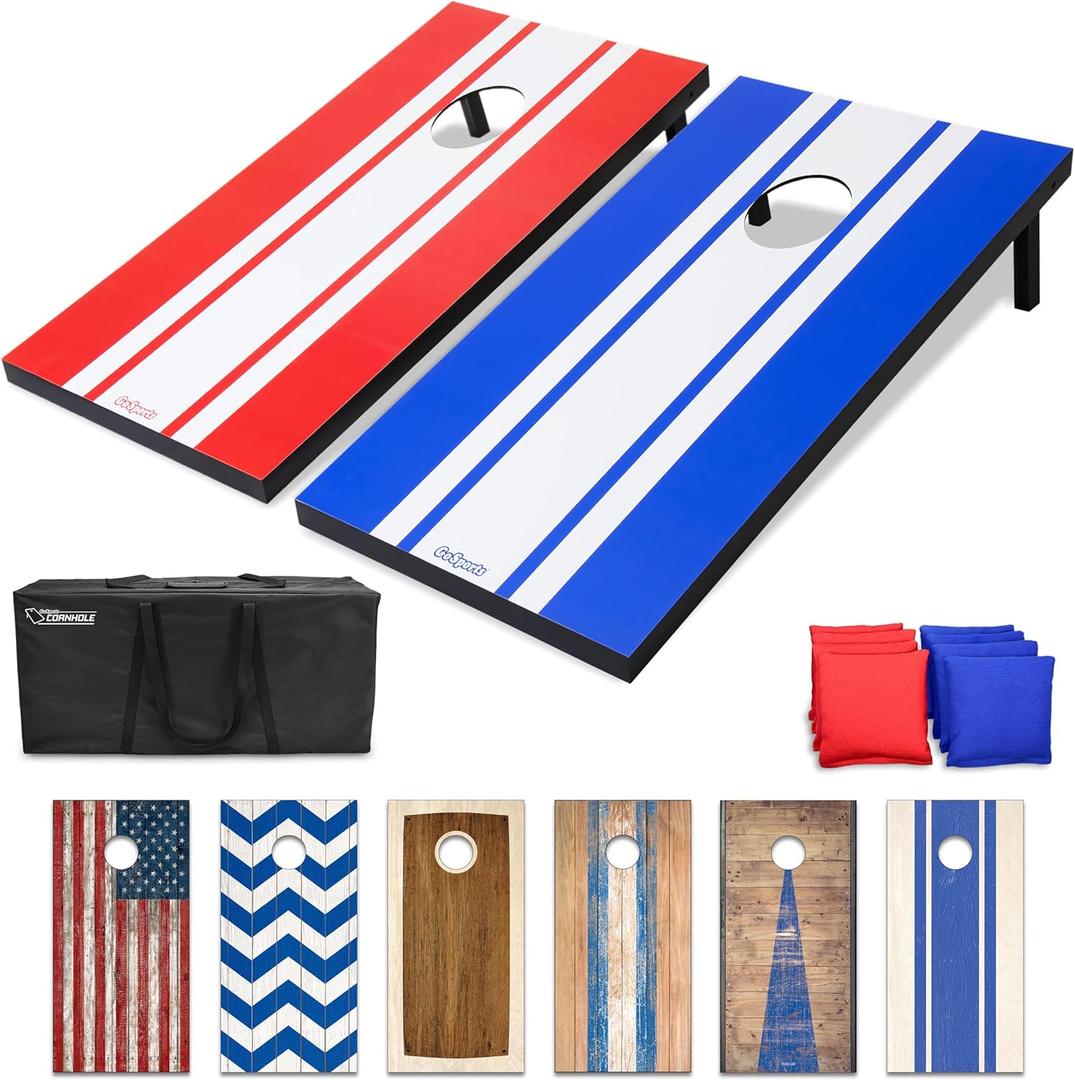 GoSports Portable Cornhole Sets, 8 Styles Choose 4 x 2 ft or 3 x 2 ft - Boards Include 8 Bean Bags, Travel Case, and Game Rules