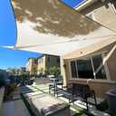 SUNLAX Sun Shade Sail 10' x 10' x 10' Cream Triangle Canopy Sail Shade Cover UV Block Permeable Sunshade Outdoor for Patio Backyard