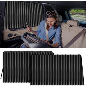 XCBYT Car Window Shades - Car Curtains Side Window Sun Shades 99% UV Protection Privacy for Breastfeeding Taking a nap Changing Clothes Camping 2 PCS for Rear Window