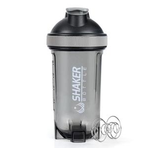 XTK Shaker Bottle Clear Protein Shaker Cup with Mixing Ball 16OZ Leak-Proof Extra-Durable Gym Bottle for Work Out, Shaker for Protein Power Shakes, Handle Portable, Curved Bottom, BPA Free(Black)