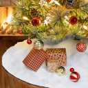 48inch White Christmas Tree Skirt - Faux Fur Plush White Tree Skirts for Home Christmas Tree Decoration Holiday Party Christmas Decorations