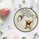 Giosve Bear Nursery Round Wall Art Canvas Framed Poster, Love You to the Moon and Back Cartoon Bear Pig Hanging Wall Sculptures for Kids Nursery Room Bedroom Playroom Decor, 10x10 Inch Set of 2