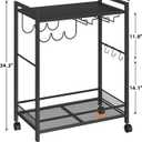 Joaxswe Bar Cart, Home Bar Serving Cart with 2-Tier Shelf,Rolling Beverage Cart with Wheels,Mobile Kitchen Shelf,Modern Black Drink Cart with Rack and Glass Holder for Kitchen,Dinning Room