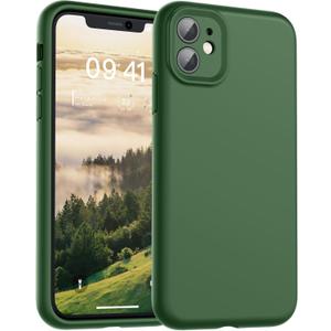 SUPFINE Designed for iPhone 11 Case,Premium Liquid Silicone with [Soft Anti-Scratch Microfiber Lining][Upgraded Camera Protection] Slim Shockproof Protective Phone Case for Men Women Girls,Glass Green