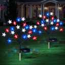 4th of July Solar Star Tree Lights Decorations Outdoor, Waterproof Red White and Blue Lights for Fourth of July Decor, Patriotic Decorations for Garden Yard Pathway Patio (2)
