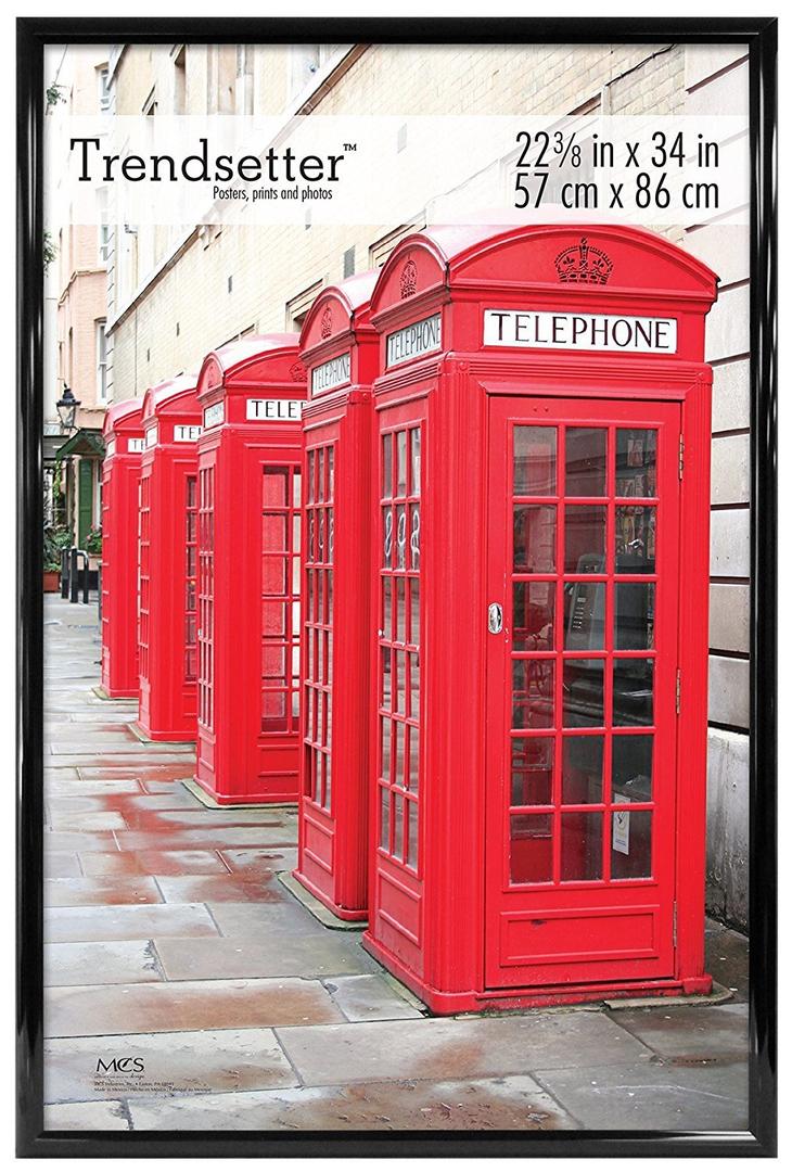 MCS Trendsetter 22.75x34 Poster Frame Black High-Gloss, Vertical & Horizontal Wall Hanging Large Picture Frame for Photos, Posters & Art Prints (1-Pack, 22.75x34)