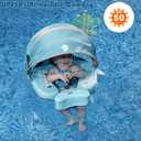 Mambobaby Float with Removable UPF50+ UV Sun Protection Canopy, Infant Pool Float Swimming Float with Tail & Adjustable Safety Seat, Baby Floats for Pool Bathtub (Narwhal Green-K03NGCTLURBKMF01K03), Max For 3-24 months babies