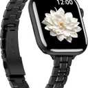 Narrow Metal Band Compatible with Apple Watch Bands 38mm 40mm 41mm 42mm 44mm 45mm 46mm 49mm (Series 11 10 9 8 7 6 5 4 3 2 1 SE Ultra), Dressy Thin Stainless Steel iWatch Bands for Women (Black)