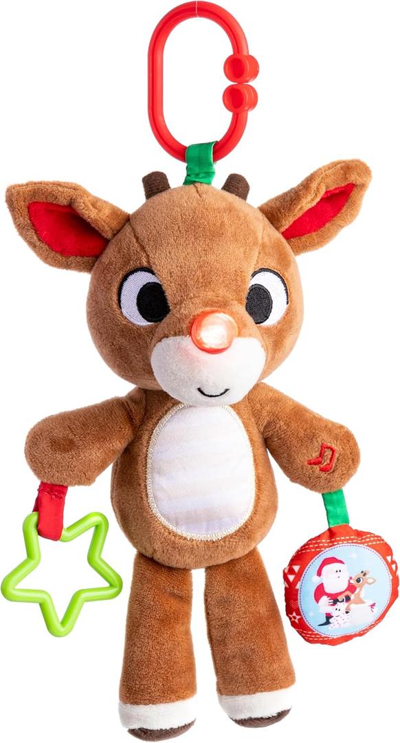 KIDS PREFERRED Rudolph The Red-Nosed Reindeer On The Go Teether Developmental Activity Toy, 12 inches, Brown