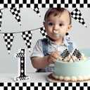 3 x Racing Car Light up Numbers Checkered Birthday Decorations Happy Birthday Light up Sign Racetrack Inspired Decor Cars Theme Birthday Party Decorations Night Light for Racing Party Supplies (Number 1) (White+Black)