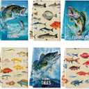 Mixweer 6 Pcs Summer Beach Kitchen Towels Nautical Coastal Hand Towel Fishing Ocean Animal Dish Cloths 16 x 24 Inch Sea Turtle Absorbent Tea Dishcloth for Home Bathroom Kitchen Decor(Colorful,Fishing)