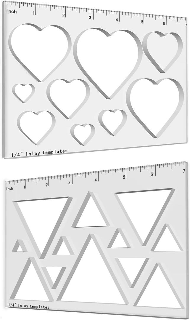 21 in 2 Heart and Triangle Template Inlay Template, Decorative and Router Templates for Woodworking (2 Pc)