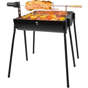 Portable Charcoal Grill with Thermometer, Double-sided Smoker Grill for Outdoor Patio Backyard Camping and Parties