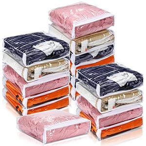 Kingdder 15 Pcs Clear Zippered Storage Bags Plastic Sweater Bags with Zipper 10 x 10 x 2.5 Inch Vinyl Sheet Organizer and Storage for Clothing Blankets Sheet Linen Bed Pillow Cube Organizer Kingdder 15 Pcs Clear Zippered Storage Bags Plastic Sweater Bags with Zipper 10 x 10 x 2.5 Inch Vinyl Sheet Organizer and Storage for Clothing Blankets Sheet Linen Bed Pillow Cube Organizer