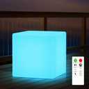uuffoo 12-Inch LED Cube Chair Light Seat, Stool Side Table RGB LED Light Cube, 2 in 1 Solar & USB Charging, IP44 Waterproof Suitable for Bedroom Patio Pool Decorative Lighting