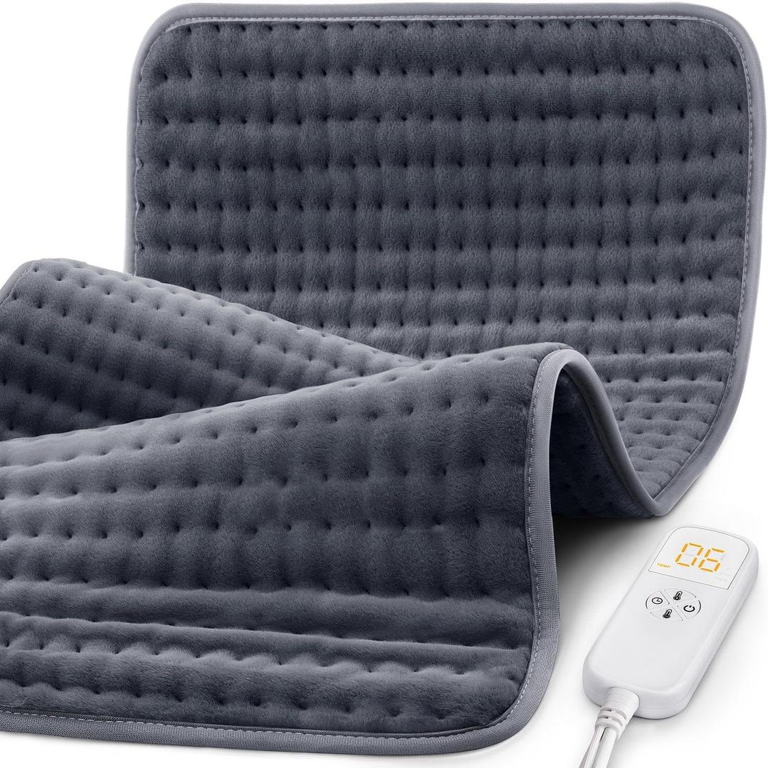Extra Large Microplush Heating Pad for Back Neck Shoulder Pain Cramps Relief - Gifts for Women Men Mom Dad, Mothers Day Fathers Day Christmas Birthday Gifts - 6 Heat Settings, Auto-Off - 17"x33"