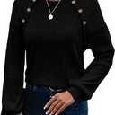 Womens Fall Long Sleeve Tunic Tops Casual Crew Neck Dressy Shirt Lace Patchwork Blouses Pullover Sweaters L