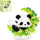 QISHOUTING Mini Panda Building Blocks with Flowers,Flowers Mini Building Set,Animal Micro Building Kits,Home Office Dcor Gift for Adults and Teens