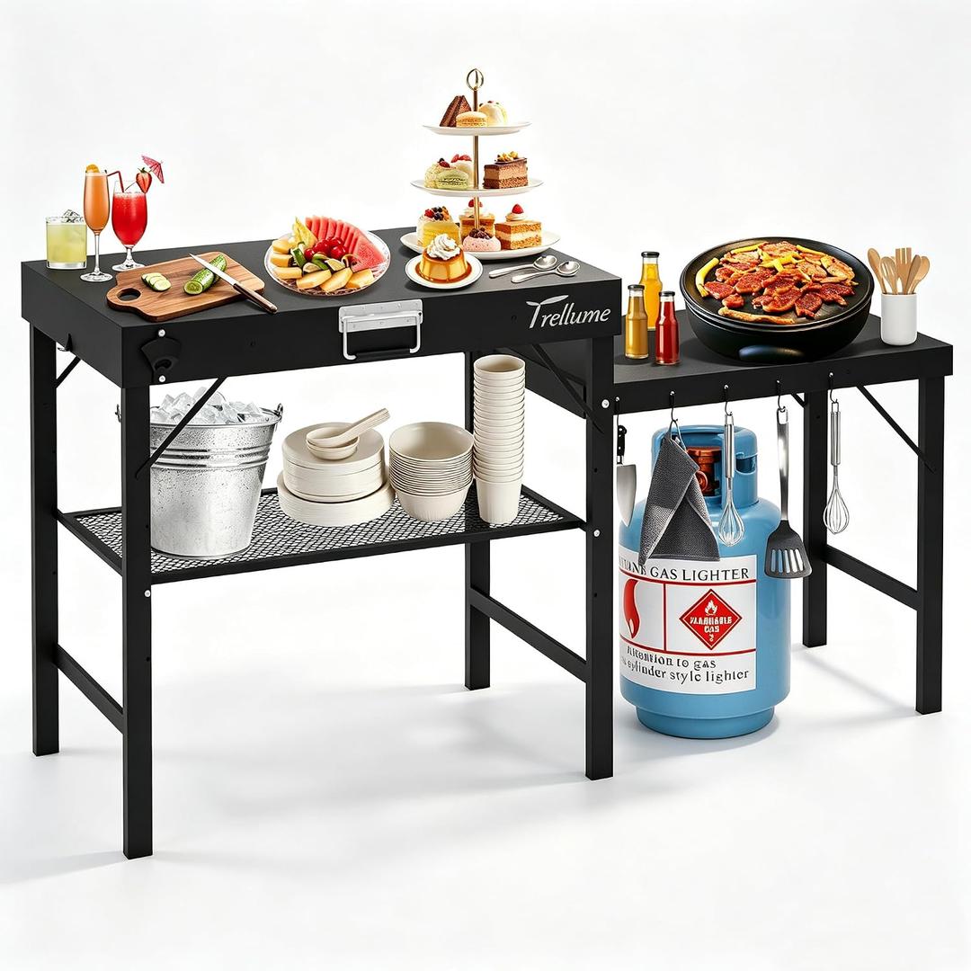 Outdoor Grill Cart,Outdoor Garden Patio BBQ Kitchen Food Prep Table Cart, 61”L*20.5”W *31”H