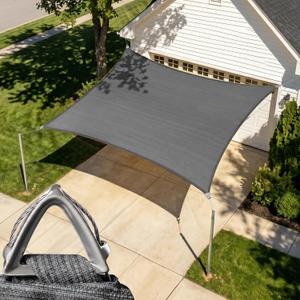 Amgo Heavy Duty 18' x 18' Grey Square Sun Shade Sail, Commercial Grade UPF50 Canopy, Reinforced Corners & Edges, 260 GSM Fabric Heavy Duty 