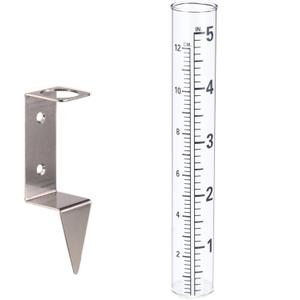 5" Capacity Rain Gauge with 2 in 1 Stainless Steel Rack Holder for Yards, Lawns, Pathway, Patio