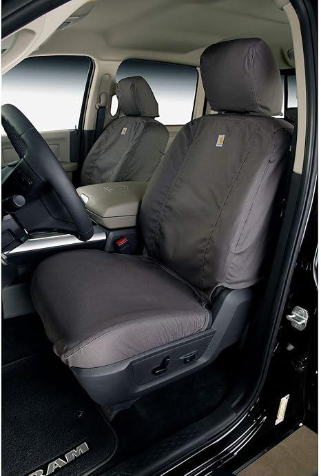 Covercraft Carhartt SeatSaver Custom Seat Covers | Fits 2017-2019 Chevrolet Silverado/GMC Sierra 1500/2500/3500 (2019 1500 Old Body Style) | 1st Row Bucket Seats, Duck Weave Gravel