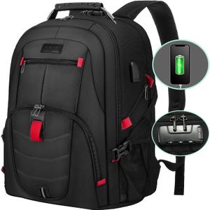 LOVEVOOK Large Backpack for Men 18 inch Heavy Duty Backpack Big Travel Backpack Large Capacity Laptop Backpack with USB Port Waterproof for Business Work (18.4 inch,Black)