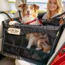 Dog Car Seat for Large Medium Dogs | Waterproof Dog Seat Cover for Back Seat with Hard Bottom | Alloy Twist-Lock Rods | 3 Mesh Windows | Removable Fleece Mat | Cars, SUVs, Trucks